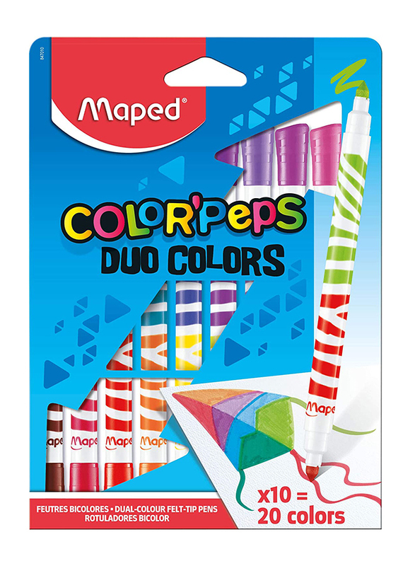 

Maped 10-Piece Color'Peps Duo Tip Ultrawashable Markers Set, 847010, Multicolor