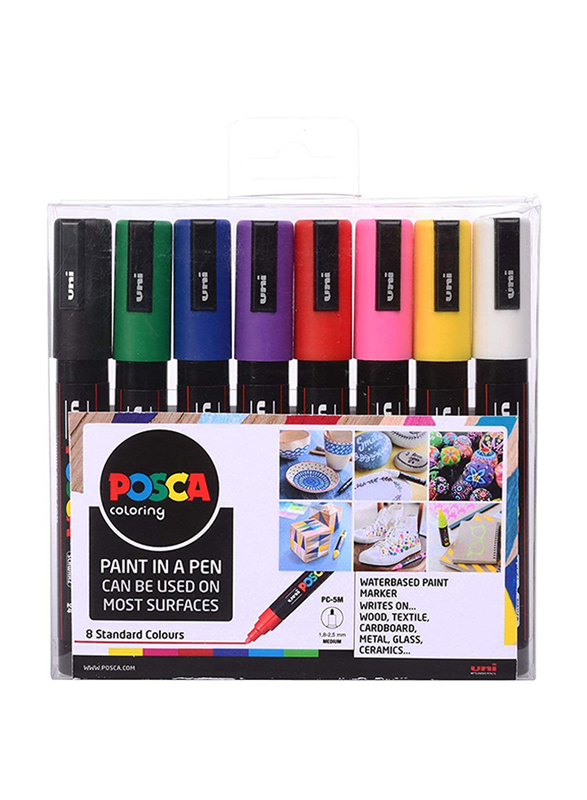 

Posca 8-Piece Extra Fine Paint Marker Pen Set, PC-5M, 1.8-2.5mm, Multicolor