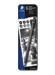 Staedtler 6-Piece Mars Lumograph Professional Art Carbon Blend Sketch Pencil Set, 100B G6, Black