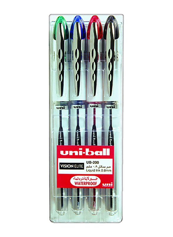 

Uniball 4-Piece Vision Elite Rollerball Pen Set, 0.8mm, MI-UB200-04C, Multicolor