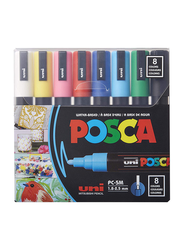 

Posca 8-Piece Uni Mitsubishi Water Based Paint Markers Set with Medium Conical Tip, 1.8-2.5mm, Multicolor
