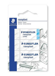 Staedtler Rasoplast 526-S BK3D Eraser, with Blister Card, 2 Pieces, White