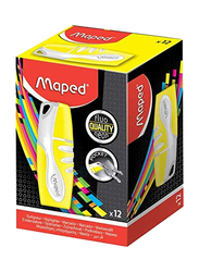 Maped 12-Piece Fluo Peps Mini Pocket Size Ideal Highlighters Set for Pencil Case, Yellow