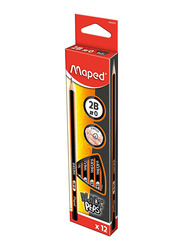 Maped 12-Piece Black'Peps HB 2B Graphite Pencil Set, 850022, Black