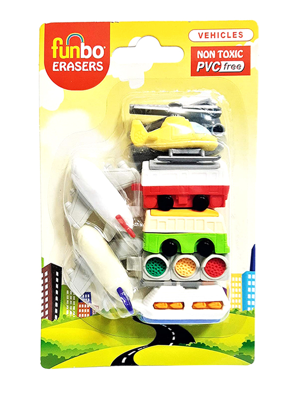 

Funbo 3D Vehicle Eraser in Blister Pack, Multicolor