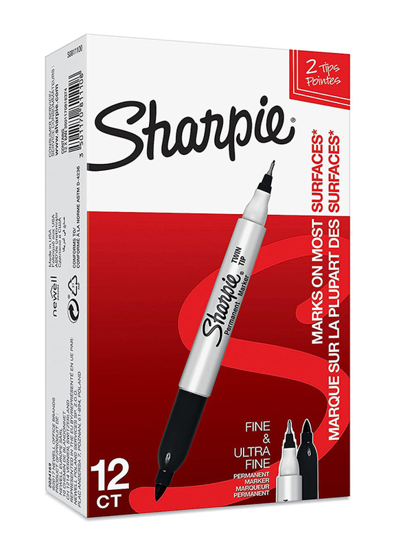 

Sharpie Twin Tip Permanent Marker, 12 Pieces, Black