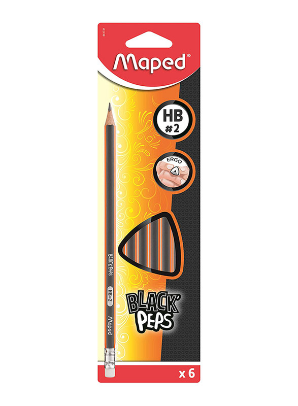 

Maped 6-Piece Black'Peps HB Graphite Pencil Set, 850011, Black
