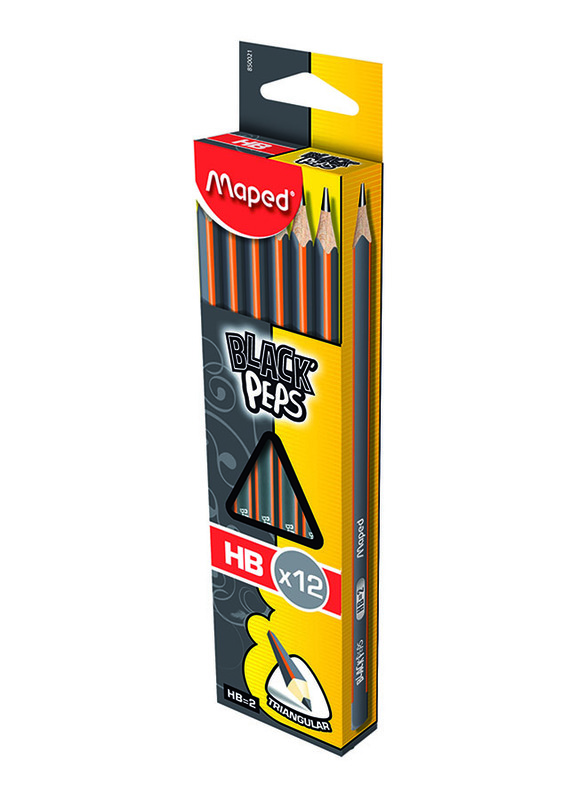 

Maped 12-Piece Black'Peps HB Graphite Pencil Set, 850021, Black