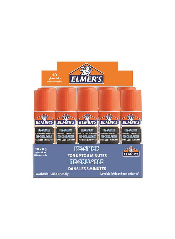 

Elmer's Re-Stick Glue Stick, 10 x 8g, Multicolour
