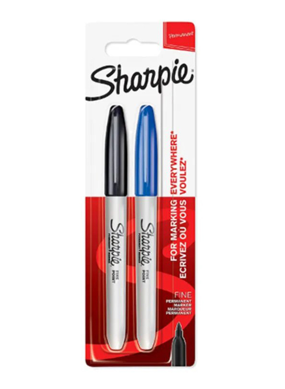 

Sharpie Fine Permanent Marker, 2 Pieces, Black/Blue
