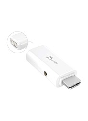 j5create Jda203 Video Adapter, HDMI to VGA Video Adapter with Audio, White