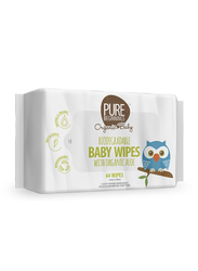 Pure Beginnings 64-Wipes Organic Vegan Biodegradable Baby Wipes with Aloe