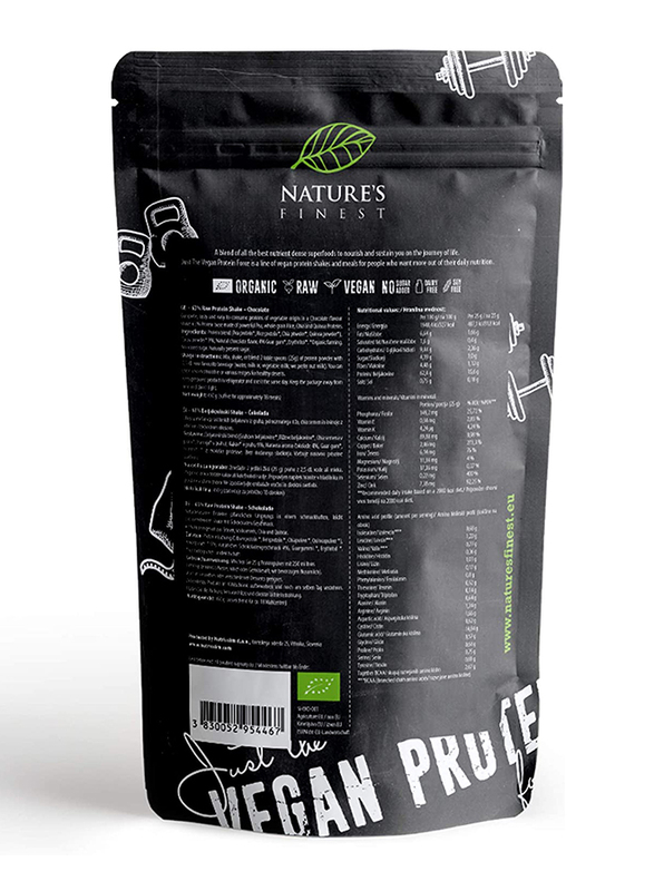 Natures Finest Organic Vegan 63% Protein Shake Powder, 450g, Chocolate