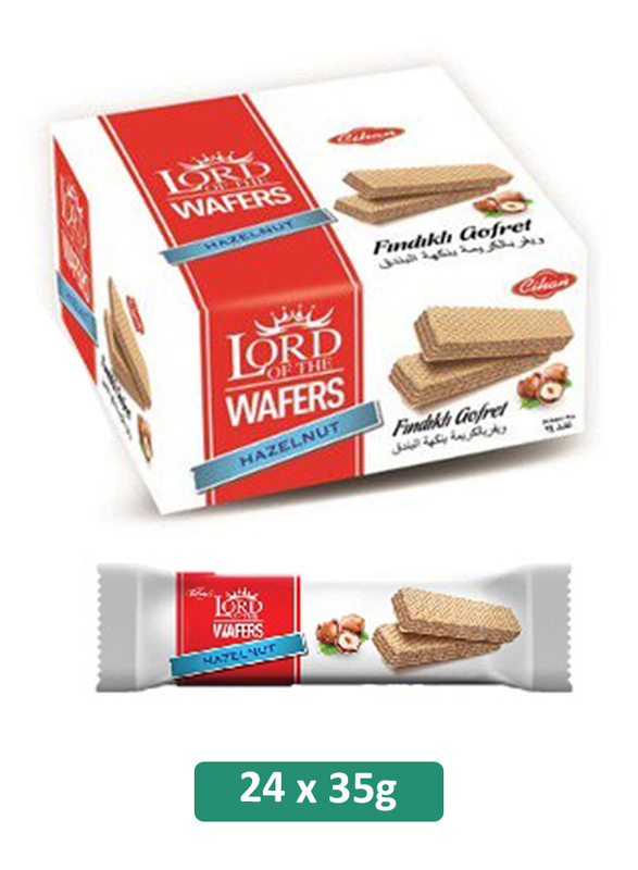 Cihan Lord of the Wafers Hazelnut Crispy Filled Wafer with Flavored Cream, 24 Pieces x 35g