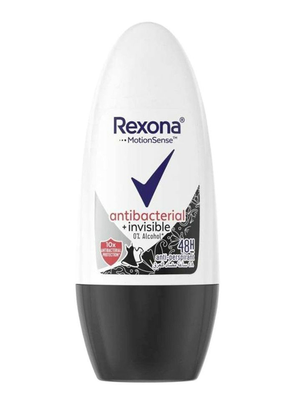 Rexona Antibacterial + Invisible Deodorant Roll On for Women, 50ml