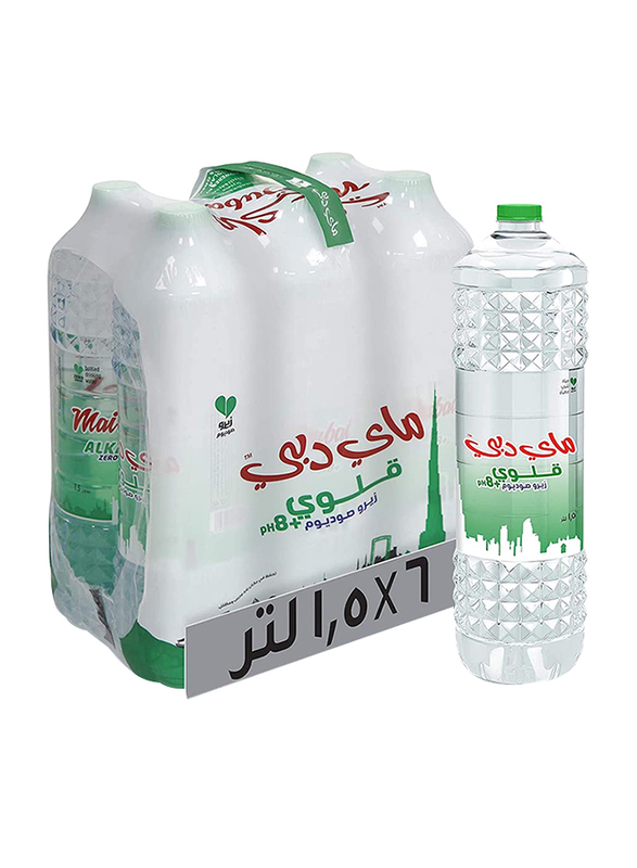 Mai Dubai Alkaline Zero Sodium Water Bottle, 6 Bottles x 1.5 Liter