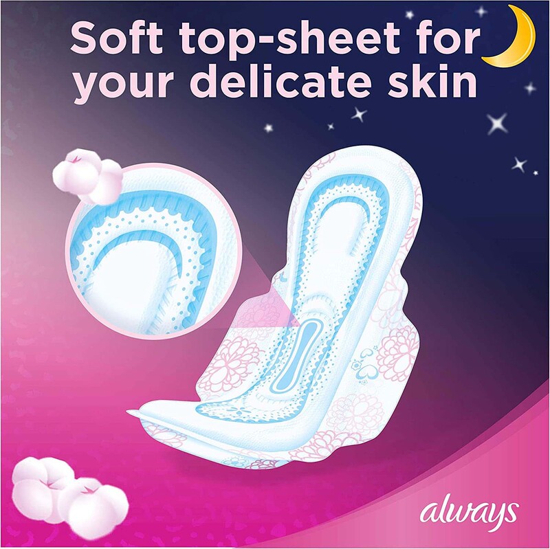 Always Cotton Soft Maxi Thick Night Sanitary Pads with Wings, 24 Pads
