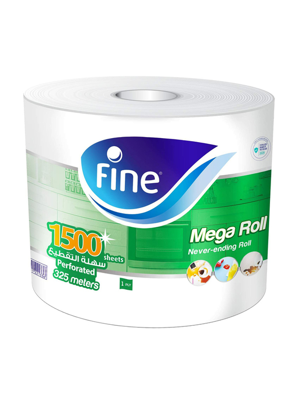 Fine Mega Roll Paper Towel, 1500 Sheets x 325 Meters x 1 Ply