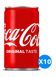 Coca Cola Regular Soft Drink, 10 Cans x 150ml