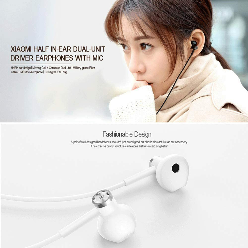 Xiaomi Mi 3.5mm Jack In-Ear Dual Driver Earphones, White