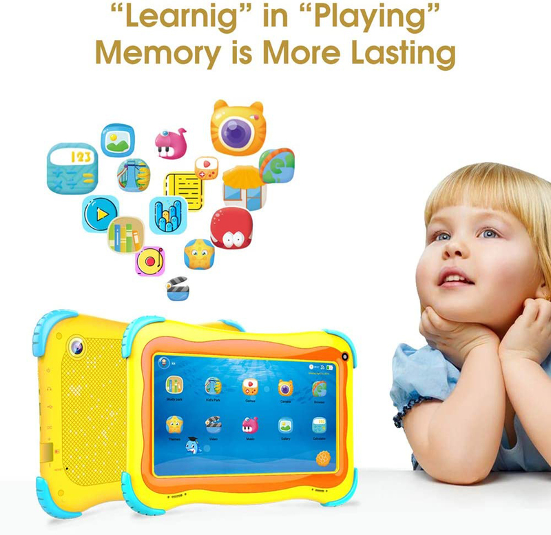 G-Tab Q4 16GB Yellow 7-inch Kids Tablet, 1GB RAM, Wi-Fi Only