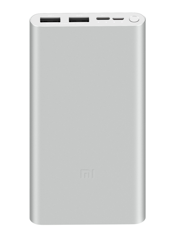 Xiaomi 10000mAh Mi 18W Fast Charge Power Bank 3 with USB Type-C and Micro-USB Input, VXN4273GL, Silver