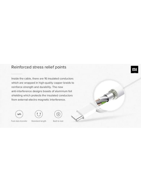 Xiaomi 1-Meter Mi 2-in-1 USB Cable, Fast Speed 2.4A USB Type A Male to USB Type-C/Micro USB for Smartphones/Tablets, White