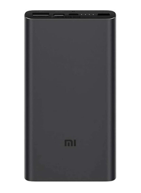 Xiaomi 10000mAh Mi 18W Fast Charge Power Bank 3 with USB Type-C and Micro-USB Input, VXN4274GL, Black