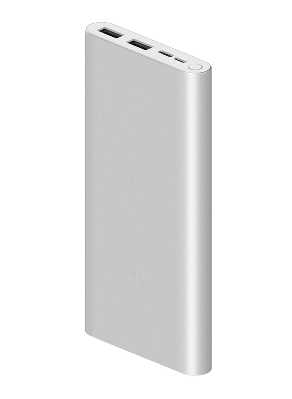 Xiaomi 10000mAh Mi 18W Fast Charge Power Bank 3 with USB Type-C and Micro-USB Input, VXN4273GL, Silver