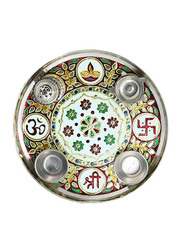 23cm Steel Pooja Thali, Multicolor