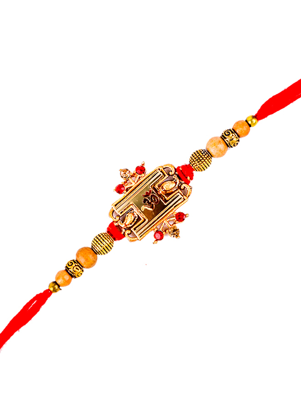 

Madhoor DS- 22 Designer Handcrafted Rakhi, Red/Gold