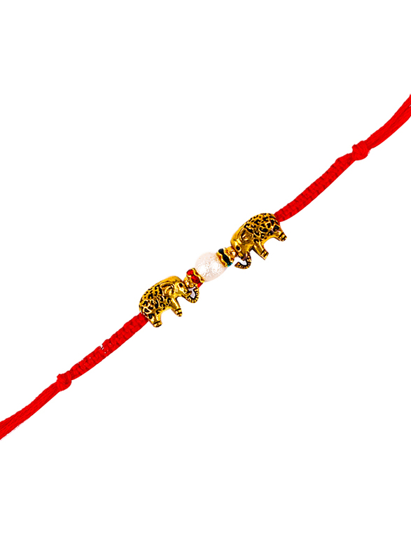 

Madhoor DS- 15 Designer Handcrafted Rakhi, Red/White/Gold