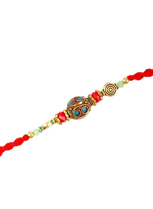 

Madhoor DS- 8 Designer Handcrafted Rakhi, Red/Green/Gold