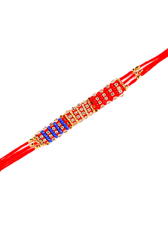

Dana A38 Designer Handcrafted Rakhi, Red/Gold/Blue
