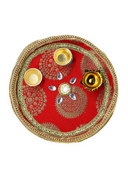 18cm Basanti Pooja Thali, Red