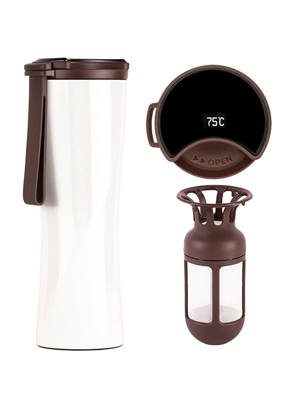 

Kiss Kiss Fish 430ml Smart Coffee Thermos Tumbler, White