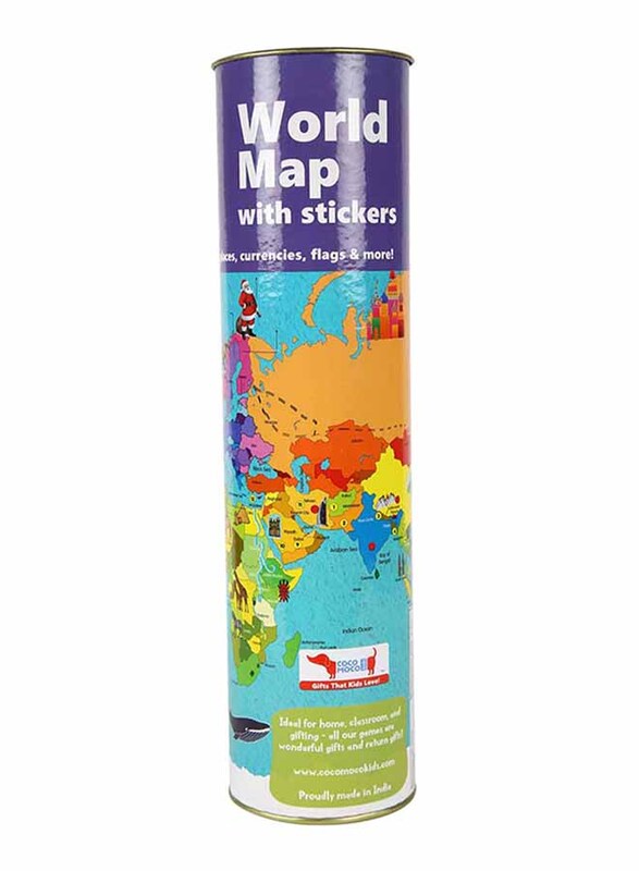 

CocoMoco Kids World Map with Reusable Stickers Activity Kit, 102 Pieces, Ages 4+
