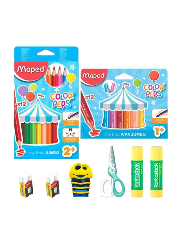 Maped 30-Piece Color Peps School Stationery Set, White/Red/Purple