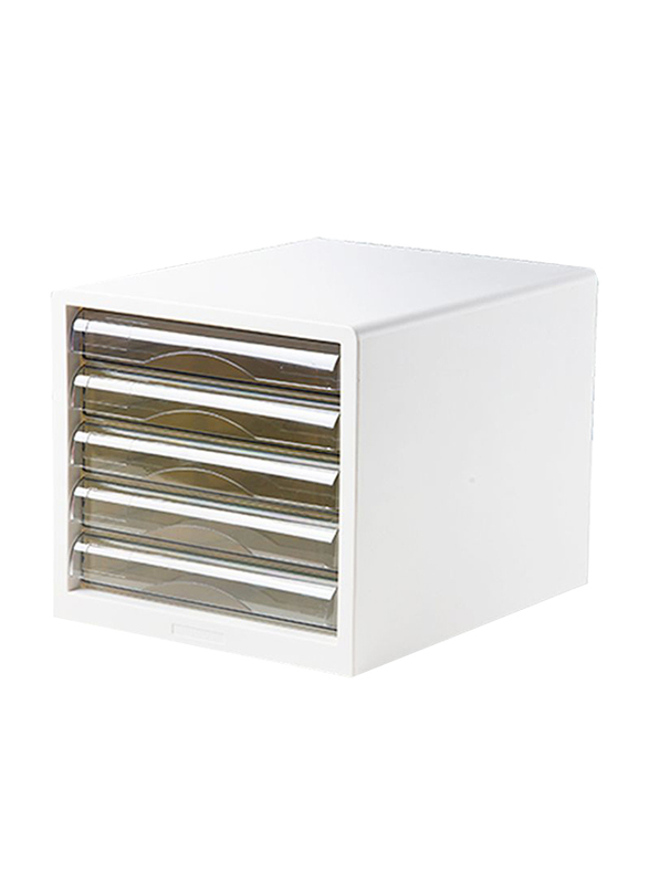 Deli 5-Drawer File Cabinet, White