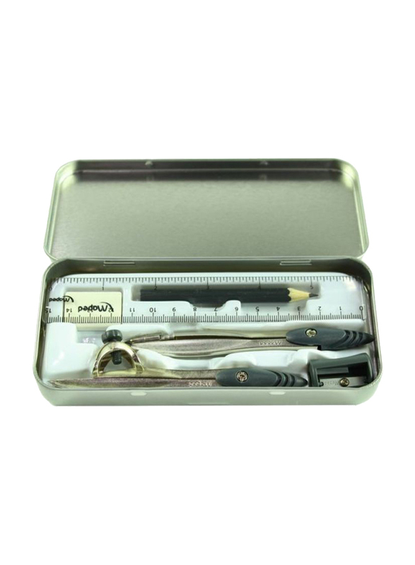 Maped Study Math Set with 2 Metal Compasses, Silver