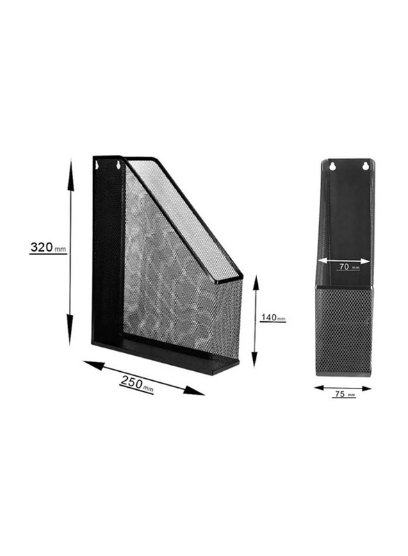 Metal Mesh Magazine File Holder, Black