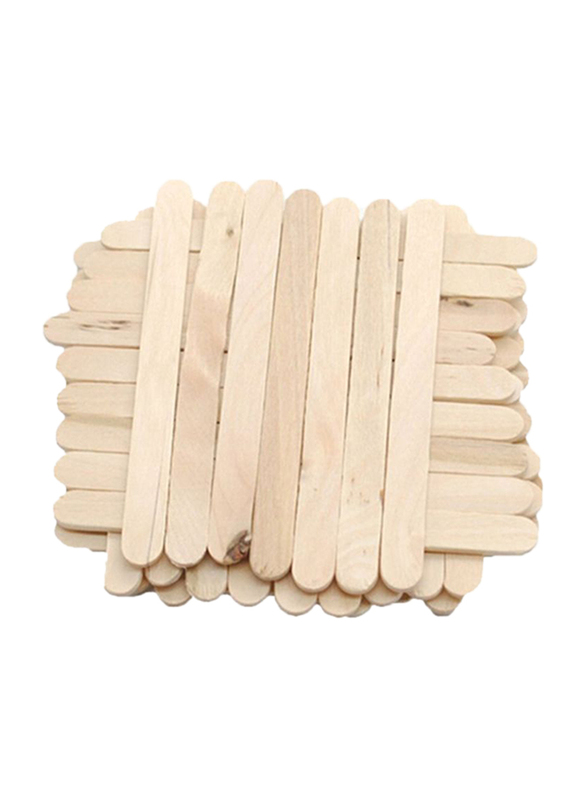 50-Piece DIY Handmade Ice Cream Sticks, Wood Beige Color