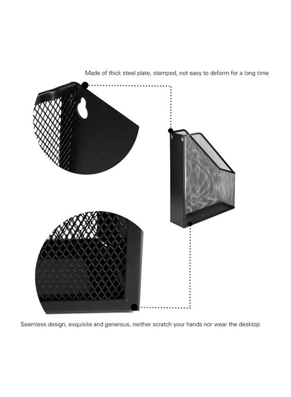 Metal Mesh Magazine File Holder, Black