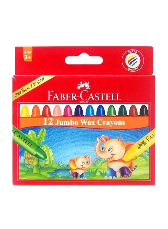 Faber-Castell Jumbo Wax Crayons, 12 Pieces, Multicolor