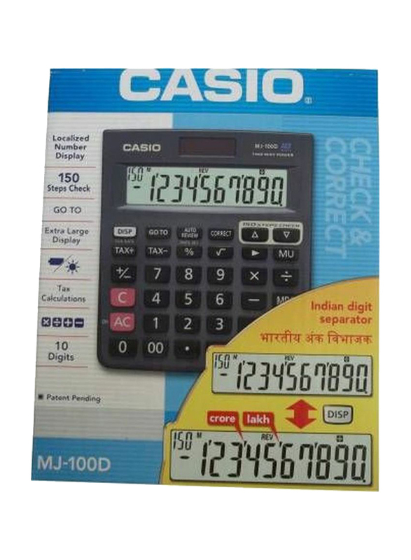 Casio 10-Digit MJ100D Plus Financial Calculator, Black
