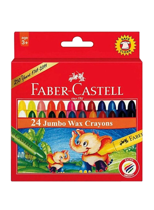 Faber-Castell Jumbo Wax Extra Smooth Crayon Set, 24 Pieces, Multicolor