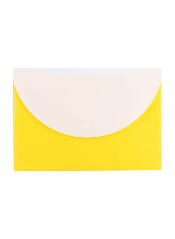 Deli 2-Pocket Button File, 10 Pieces, A4 Size, Yellow
