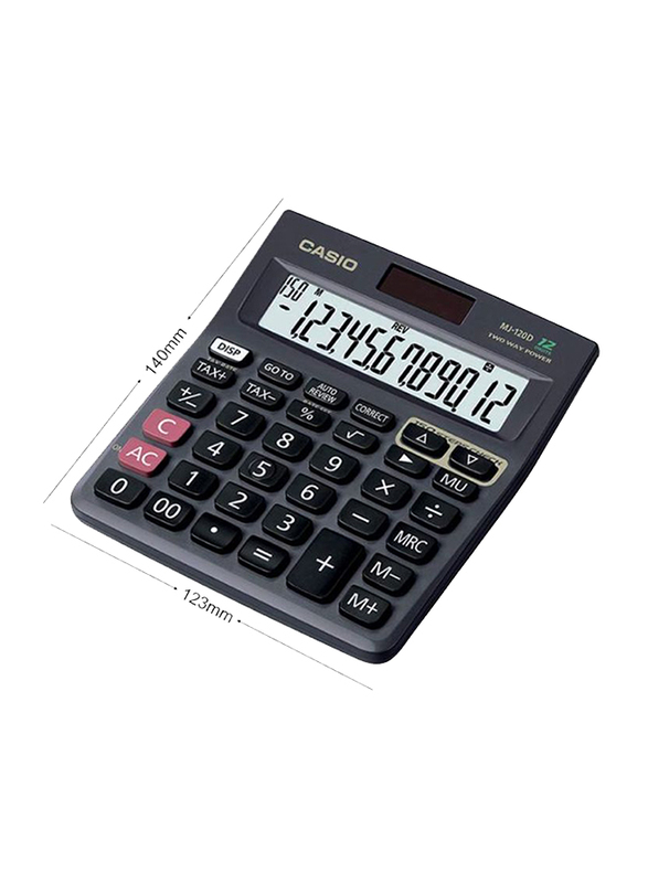 Casio MJ120D Desktop Calculator with Tax Keys, Black