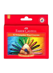 Faber-Castell Triangular Wax Crayons, 12 Pieces, Multicolor