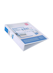 Deli Double Sided D Ring Binder, 225 Sheets Capacity, White/Blue